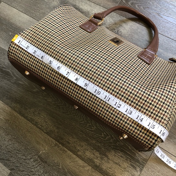 London Fog Chelsea Lites Houndstooth Travel Satchel Bag - Picture 10 of 13